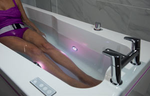 womans legs in bath